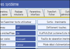 Illustration de l'écran du panneau de commande