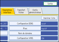 Illustration de l'écran du panneau de commande