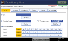 Illustration de l'écran du panneau de commande
