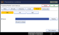 Illustration de l'écran du panneau de commande