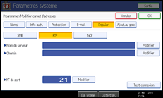 Illustration de l'écran du panneau de commande