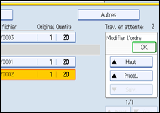 Illustration de l'écran du panneau de commande.