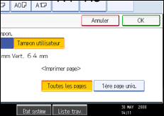 Illustration de l'écran du panneau de commande.