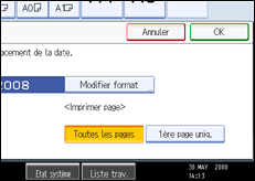 Illustration de l'écran du panneau de commande.