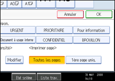 Illustration de l'écran du panneau de commande.