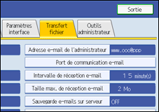 Illustration de l'écran du panneau de commande