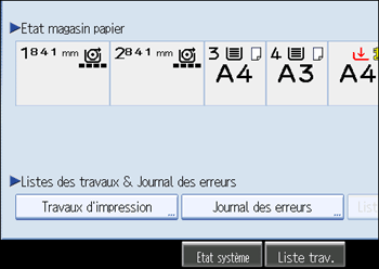 Illustration de l'écran du panneau de commande