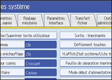 Illustration de l'écran du panneau de commande