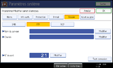 Illustration de l'écran du panneau de commande