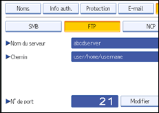 Illustration de l'écran du panneau de commande