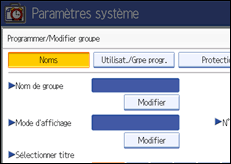 Illustration de l'écran du panneau de commande