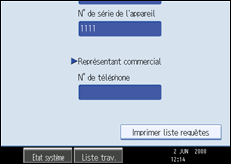 Illustration de l'écran du panneau de commande