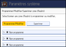 Illustration de l'écran du panneau de commande