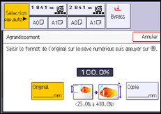Illustration de l'écran du panneau de commande