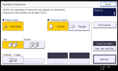 Illustration de l'écran du panneau de commande