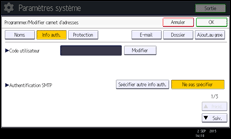 Illustration de l'écran du panneau de commande
