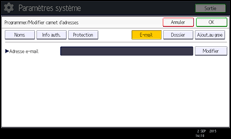 Illustration de l'écran du panneau de commande