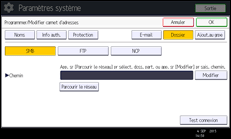 Illustration de l'écran du panneau de commande