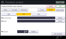 Illustration de l'écran du panneau de commande