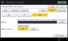 Illustration de l'écran du panneau de commande