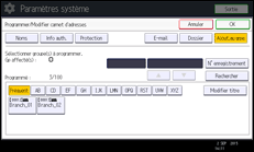Illustration de l'écran du panneau de commande