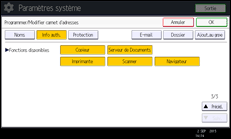 Illustration de l'écran du panneau de commande