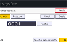 Illustration de l'écran du panneau de commande