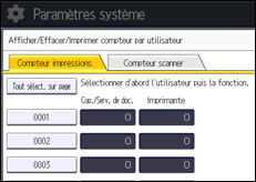 Illustration de l'écran du panneau de commande