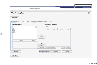 Illustration avec légendes numérotées de l'écran de l'application
