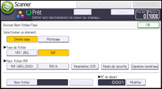 Illustration de l'écran du panneau de commande