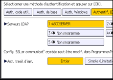 Illustration de l'écran du panneau de commande