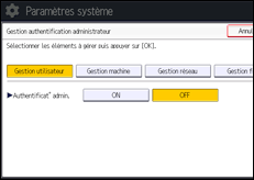 Illustration de l'écran du panneau de commande