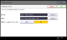 Illustration de l'écran du panneau de commande