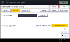 Illustration de l'écran du panneau de commande