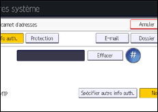 Illustration de l'écran du panneau de commande