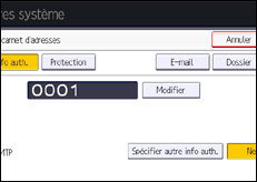 Illustration de l'écran du panneau de commande