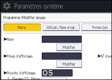 Illustration de l'écran du panneau de commande