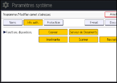 Illustration de l'écran du panneau de commande