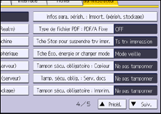 Illustration de l'écran du panneau de commande
