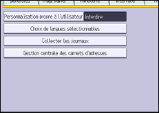 Illustration de l'écran du panneau de commande