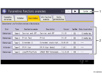 Illustration numérotée du panneau de commande