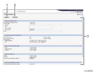 Illustration de l'écran du navigateur Web avec légende numérotée