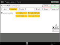 Illustration de l'écran du panneau de commande