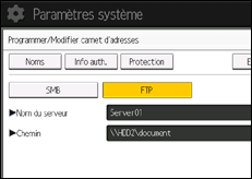 Illustration de l'écran du panneau de commande