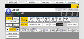 Illustration de l'écran du panneau de commande
