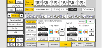 Illustration de l'écran du panneau de commande