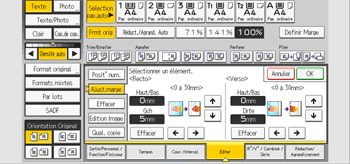 Illustration de l'écran du panneau de commande