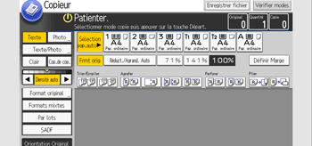 Illustration de l'écran du panneau de commande