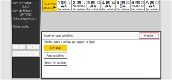 Illustration de l'écran du panneau de commande