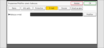 Illustration de l'écran du panneau de commande